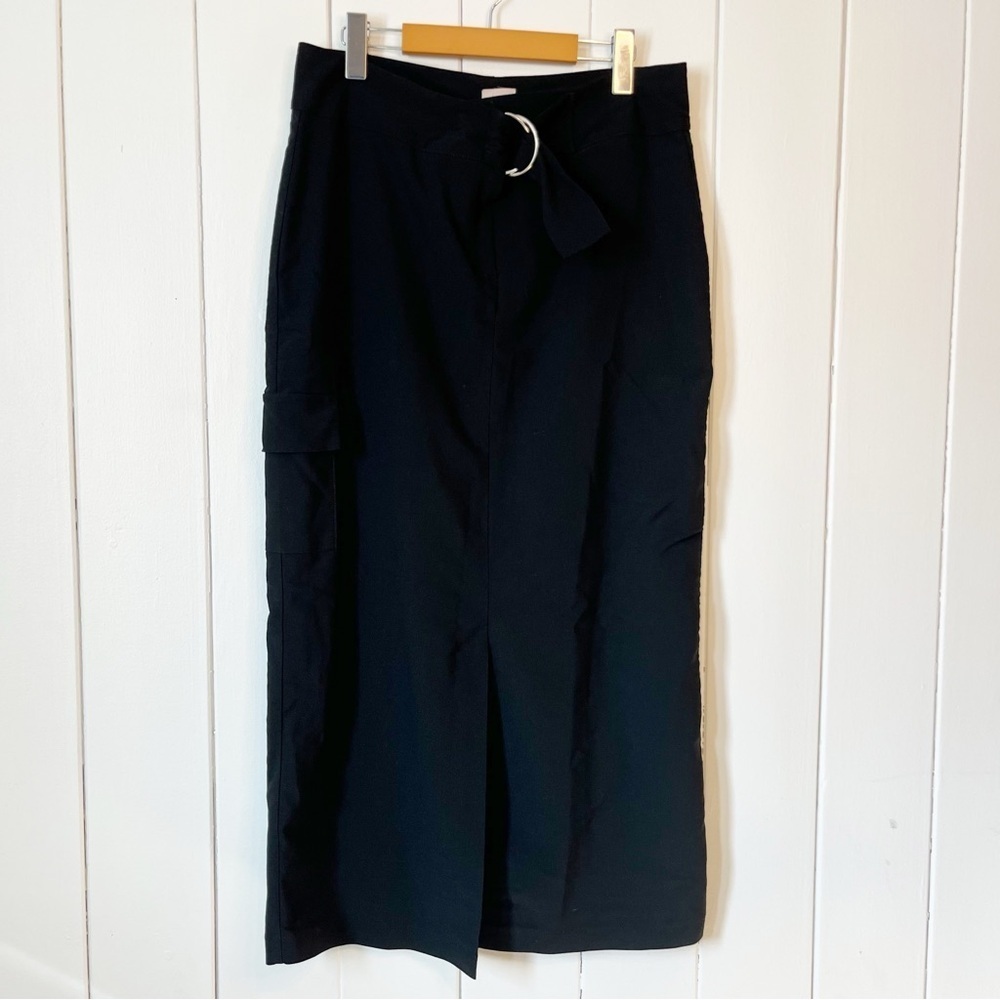 Vintage Premiere Collection Black Maxi Skirt. Belted Waist. Size 14.